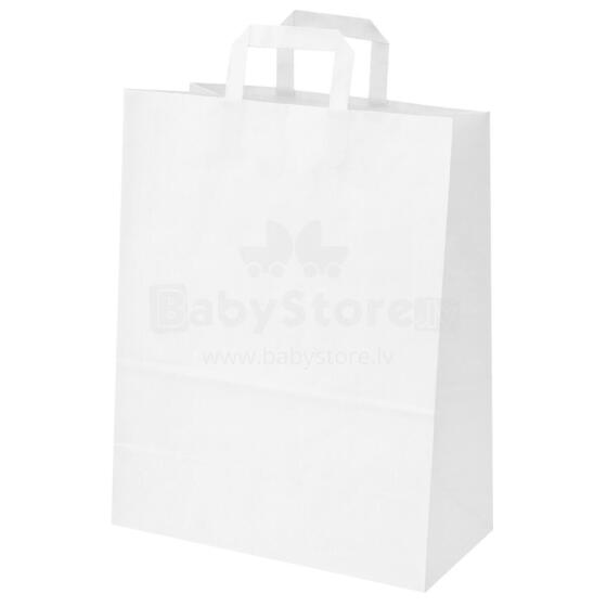 Basic L White Paper Bag Art.P21761 Бумажный пакет с ручкой 32 x 16 x 44 cм