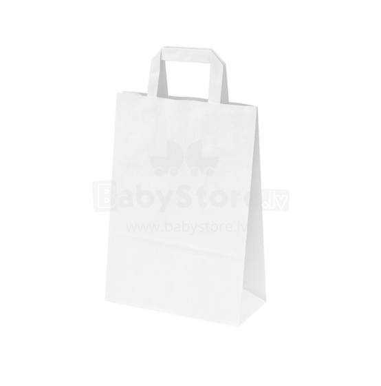 Basic S White Paper Bag Art.P50902 Бумажный пакет с ручкой 19 x 8 x 25 cм