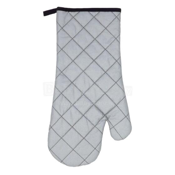 Heat-resistant grill glove 18x38cm silver/black stitching