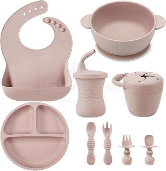PandaEar Silicone Baby Crockery Set Art.278869 Pink Набор посуды из силикона