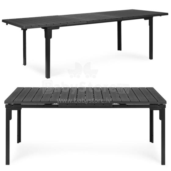 Складной садовый стол 180-240 см на 12 человек, сталь HDPE, серый, MultiGarden