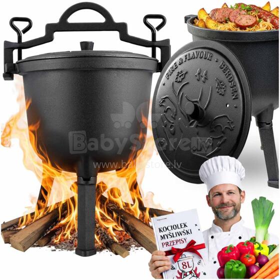Cast Iron Pot 8L Hunter's Pot for Roasting over Fire Grill BD-482 348200