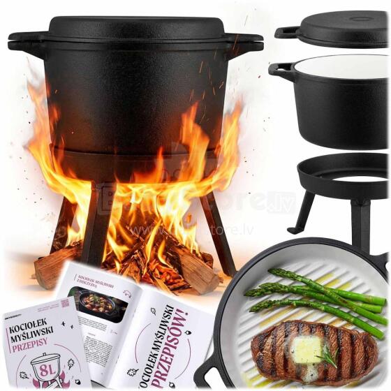 Enamelled cast iron pot 8l standing + grill pan BD-480 348010