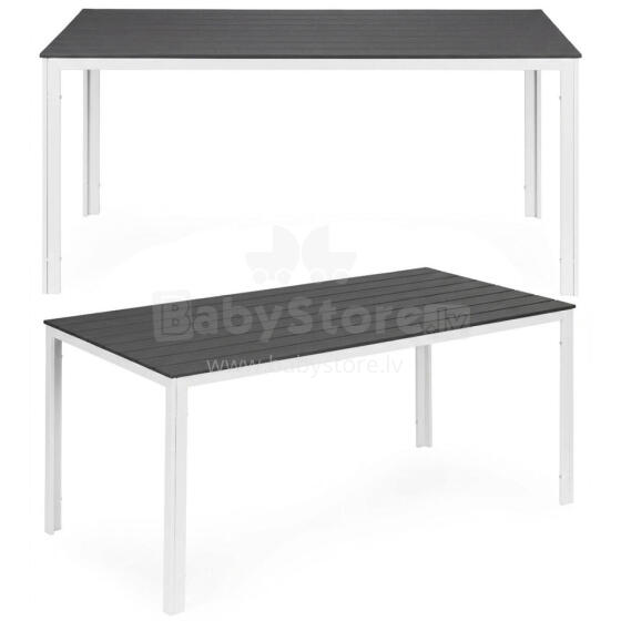 6-person garden table 156x78 cm polywood furniture for terrace gray white MultiGarden