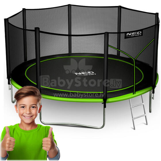13ft/404cm Dārza Trampolīns ar Ārējo Tīklu un Kāpņu Neo-Sport