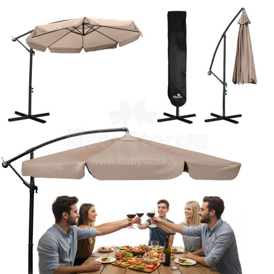 Salokāms dārza saulessargs 8 segmenti 350 cm ar pārvalku Plonos PL-881