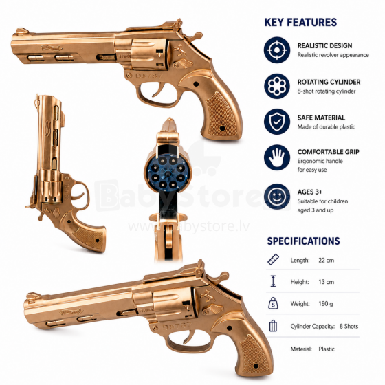 I-Toys Pistol Art.280573 Toy Revolver with Soft Darts – 22 cm