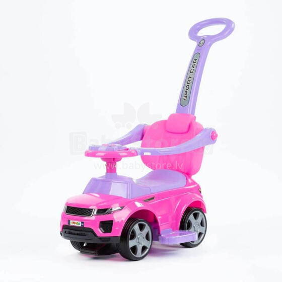 Ride-on car with handle - 614R - rubber wheels - PINK
