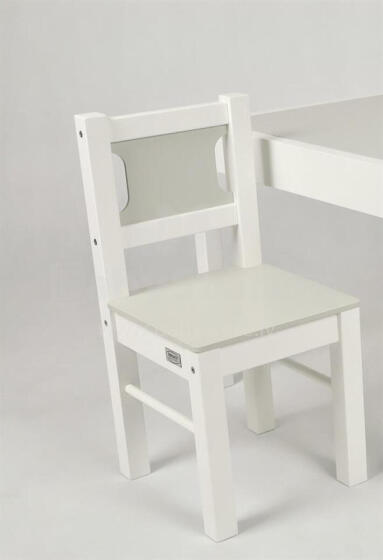 Chair set - Wooden - 2pcs - WHITE/LIGHT GREY