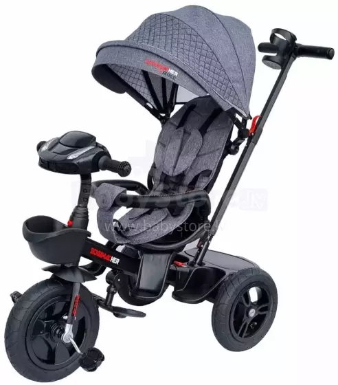 Bebe Basic Schumacher Kid  Air Trike Art.281267  Grey Bērnu  trīsritenis ar rokturi , jumtiņu un piepūšamajiem riteņiem