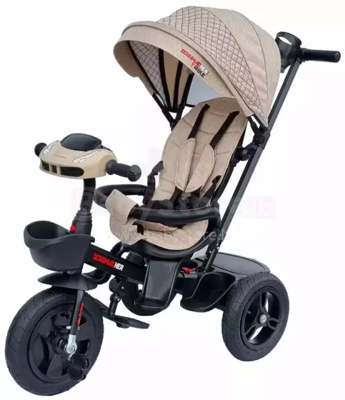 Bebe Basic Schumacher Kid  Air Trike Art.281267 Beige  Детский трехколесный  велосипед c ручкой управления , крышей и надувными колёсами