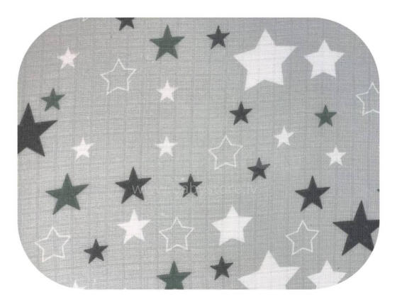 Diaper - 20597- TETRA PRINT - EGA - GWIAZDKI - WHITE/GREY- size 70x80 cm