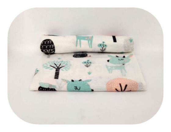 Autiņš - 22676 - FLANEĻA DRUKA - EGA -  JELONEK - BALTS - izmērs 70x80 cm