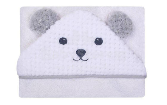 Bathing cover - 322 - TERRY - SOFT/CORAL  - BEAR / MOUSE  - size 100x100 - WHITE