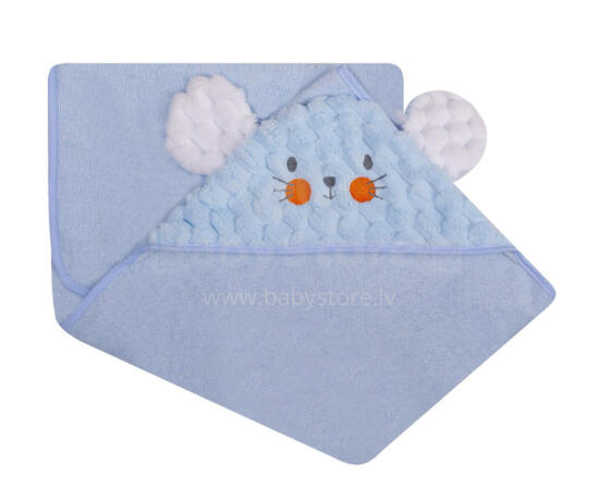 Bathing cover - 322 - TERRY - SOFT/CORAL  - BEAR / MOUSE - size 100x100 - BLUE