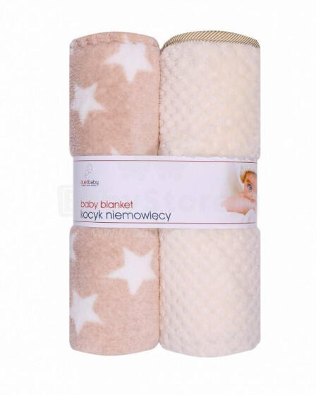 Blanket - 875 - CORAL + PRINT 3D - 2 PACK - size 80x90 - ECRU