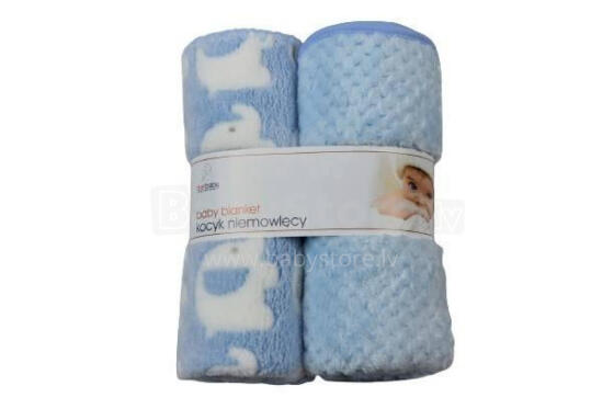 Blanket - 875 - CORAL + PRINT 3D - 2 PACK - size 80x90 - BLUE