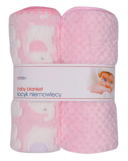Blanket - 875 - CORAL + PRINT 3D - 2 PACK - size 80x90 - PINK