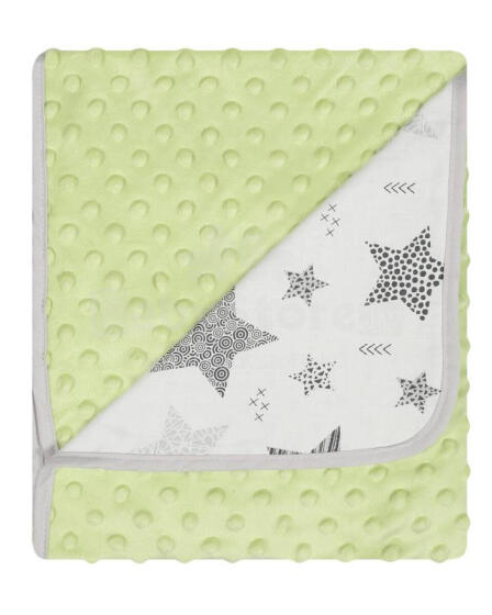 Blanket - 625 - MINKY/COTTON- size 80x90 - GREEN