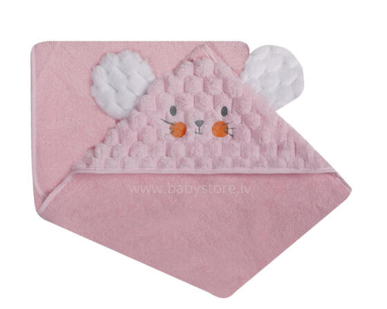 Peldēšanas pārklājs - 322 - TERRY - SOFT/CORAL - Lācis / Pele - izmērs 100x100 - ROZĀ