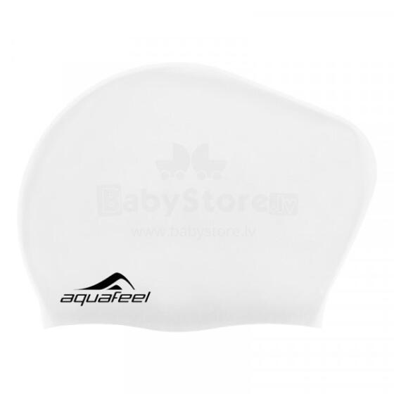 Aquafeel silicone swimming cap for long hair, white