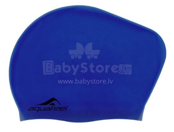 Aquafeel silicone swimming cap for long hair, blue