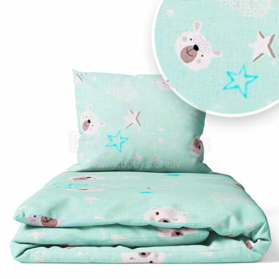 Cover set -  2 pcs - 120x90, 40x60 - BEAR HEADS - MINT