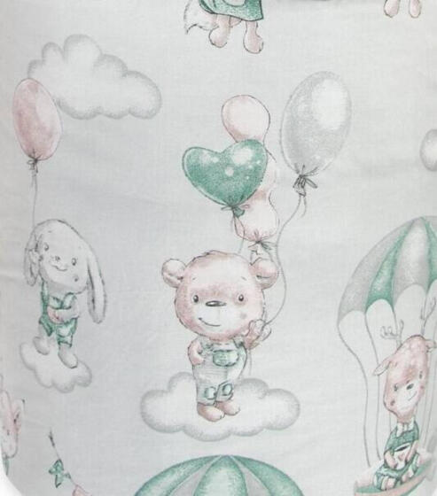 Cover set -  2 pcs - 120x90, 40x60 - ANIMALS in PARACHUTES - GREEN
