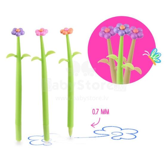 Good Feelings 6 - Gel pen with erasable wobbly flower, 3 assorted