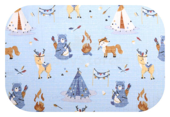Autiņš - 28609 - TETRA PRINT - EGA - INDIAN CAMP - ZILS - izmērs 70x80 cm