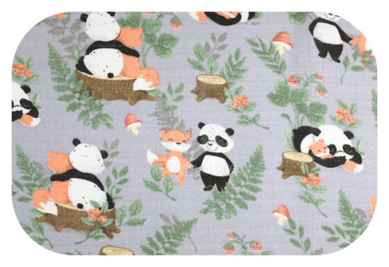 Подгузник - 28661 - TETRA PRINT - EGA - PANDA in LOVE - СЕРЫЙ - размер 70x80 см