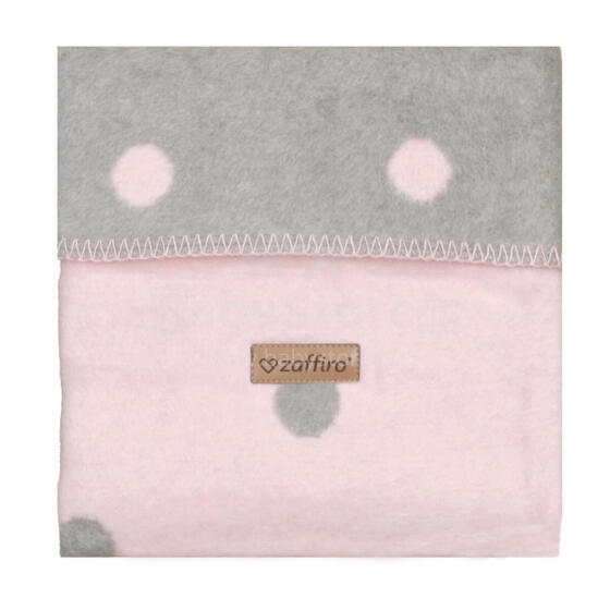 Blanket - ZAFFIRO - COTTON - BARI - DOTS - size 75x100  - GREY / PINK
