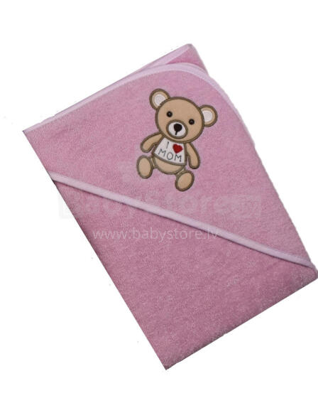 Bathing cover - 217 - TERRY - HAFT -TEDDY BEAR - size 100x100 - PINK