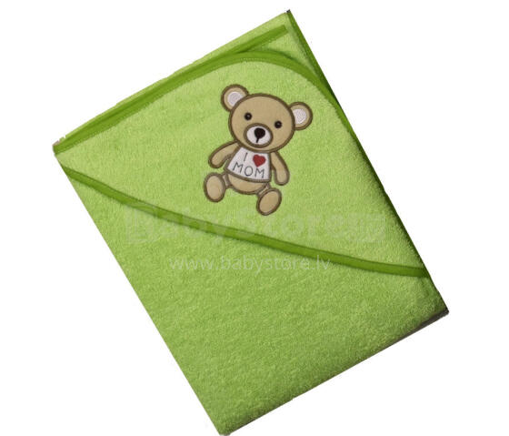Peldēšanas pārklājs - 217 - TERRY - HAFT -TEDDY BEAR - izmērs 100x100 - ZAĻŠ