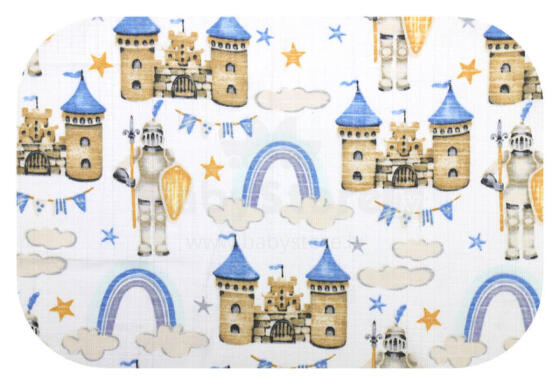 Autiņš - 3766 - TETRA PRINT - EGA - CASLE - ZILS - izmērs 70x80 cm