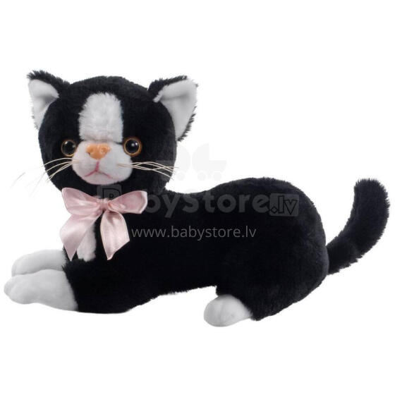 Plush toy - 12833 - CAT with BOW - FLICO - BLACK - size 20 cm
