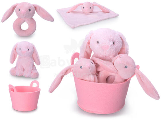 Plush toy /Rattle  - 01254 - BUNNY set - PINK - size 20 cm