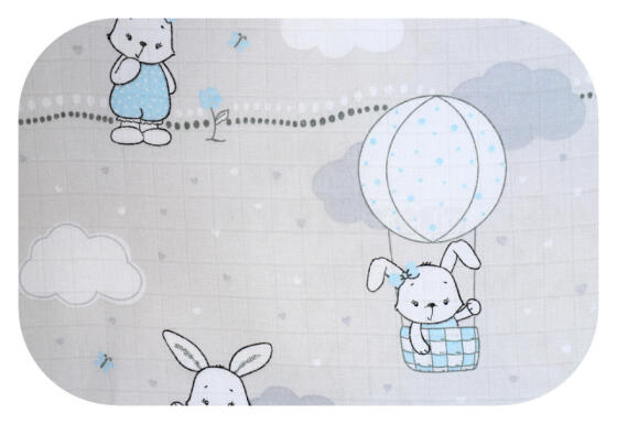 Autiņš - 26926 - TETRA PRINT - EGA - LUX -  BUNNYS ar BALONIEM - ZILS - izmērs 70x80 cm