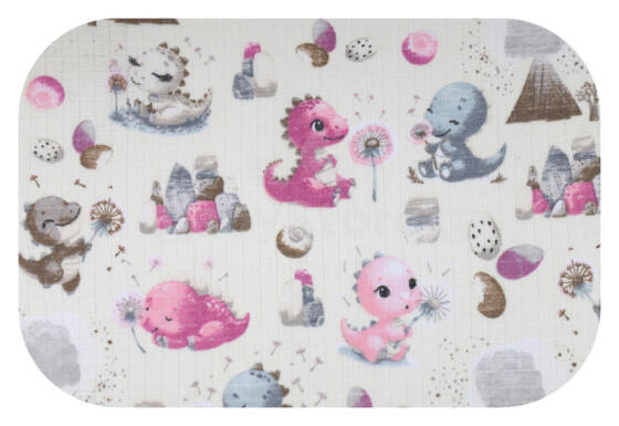 Diaper - 30015 - TETRA PRINT - EGA - DINO & WULKAN - PINK -  size 70x80 cm