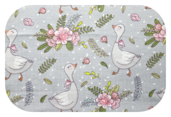 Diaper - 29330 - TETRA PRINT - EGA - GOSSE & FLOWERS - GREY -  size 70x80 cm