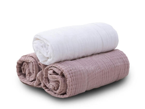 Diaper - SET - TB0488/12 - MUSLIN - dwo-layer - size 70x80 cm  - DIRTY PINK