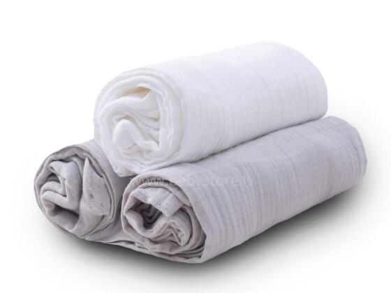 Autiņš - KOMPLEKTS - TB0488/42 - MUSLINS - divslāņu - izmērs 70x80 cm - PELĒKS