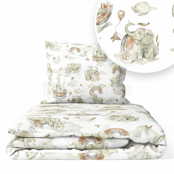 Cover set - 2 pcs - 120x90, 40x60  - ELEPHANT in RAINBOW