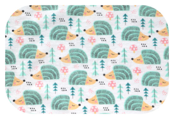 Diaper - 18044 - FLANNEL PRINT - EGA - HEDGEHOG - TURKUS - size 70x80 cm
