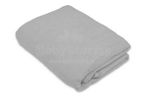 Aptinšanas sega / Autiņš - 28142 - MUSLINS SAGRIEZTS - izmērs 110x110 - GAIŠI PELĒKS