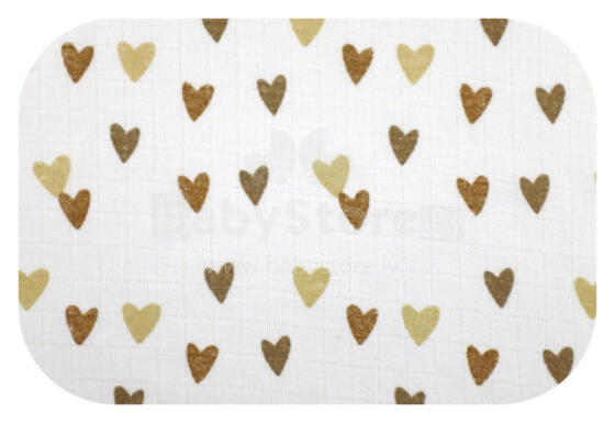 Diaper - 31159 - TETRA PRINT - EGA - HEARTS - BIGE - size 70x80 cm