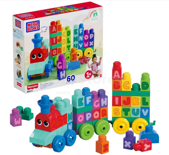 Mega Bloks Building Basics Abc Learning Train Art.964835 Конструктор обучающий поезд с алфавитом