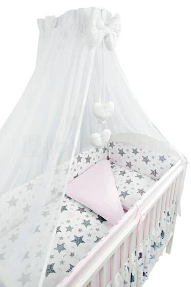 Bedding set - 6  parts - 120/90/360 - NEW STARS - PINK