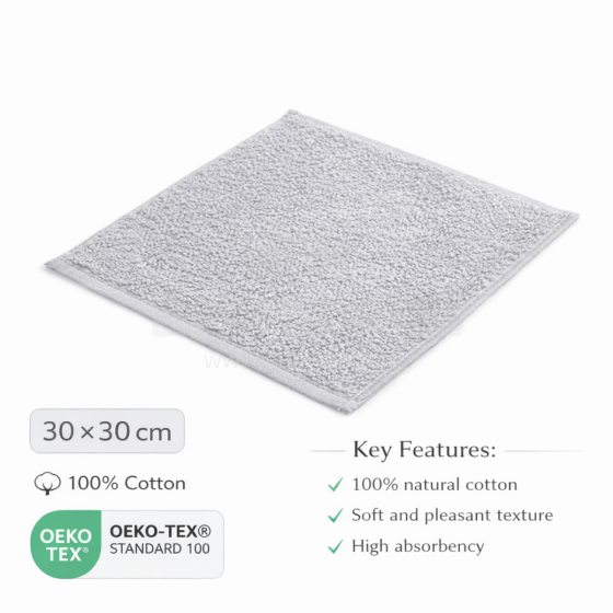 Bebe Basic Cotton Baby Towel  Art.285886 Grey Хлопковое полотенце фроте  30x30 см (100% хлопок)