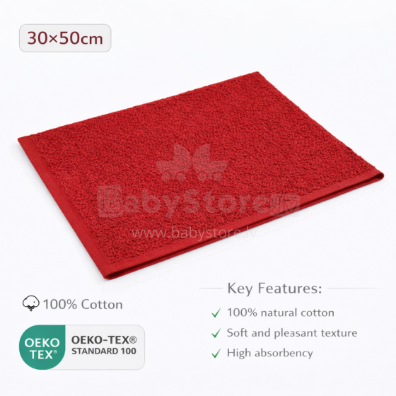 Bebe Basic Cotton Baby Towel  Art.285893 Red  Хлопковое полотенце фроте  30x50 см (100% хлопок)